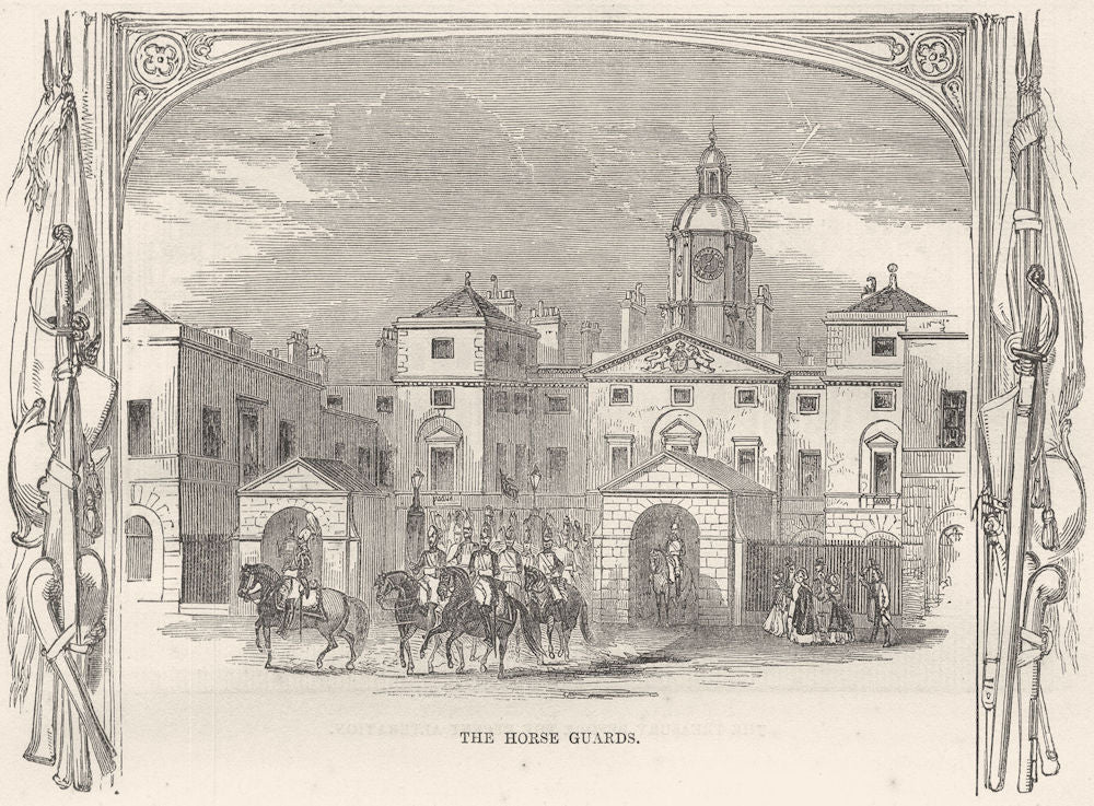 LONDON. The Horse Guards 1850 old antique vintage print picture